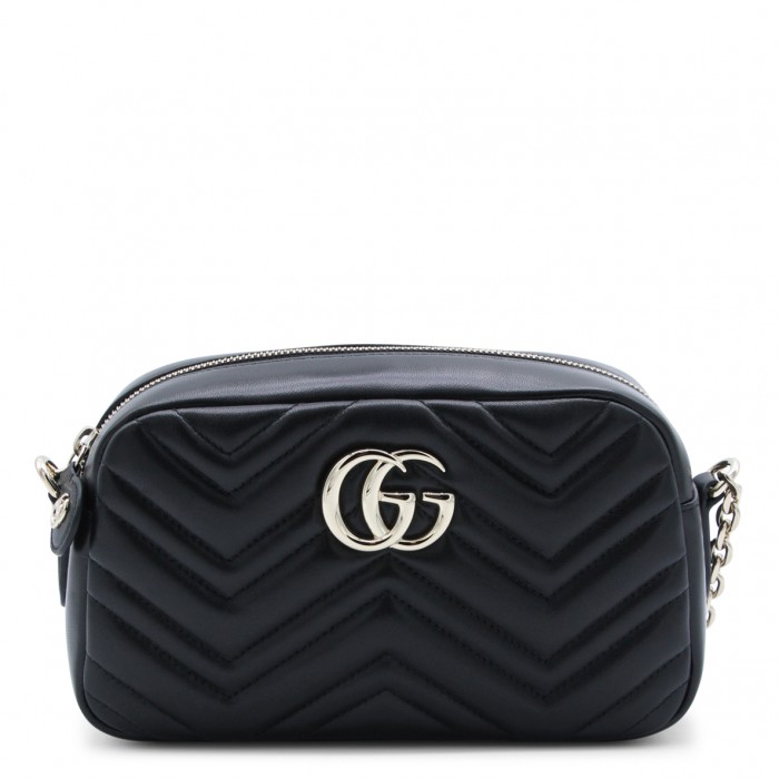 BLACK LEATHER GG MARMONT...