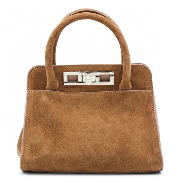 BROWN LEATHER TOP HANDLE BAG
