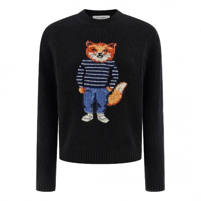 BLACK WOOL BLEND KNITWEAR