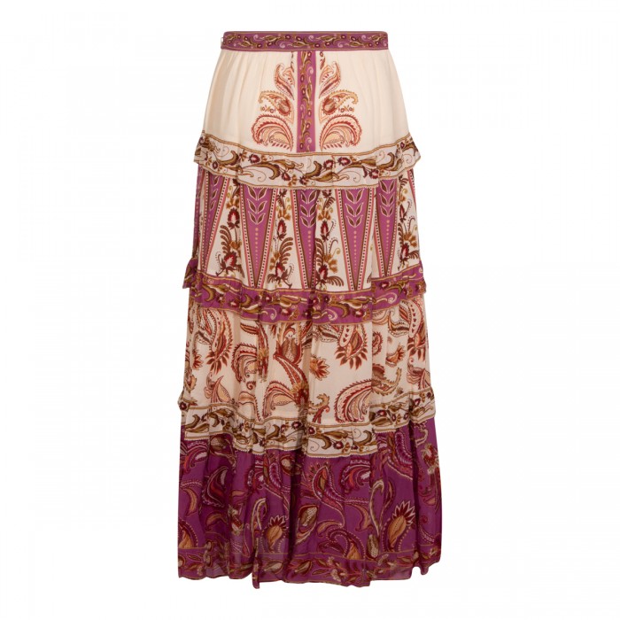 CREAM AND VIOLET VISCOSE SKIRT 2
