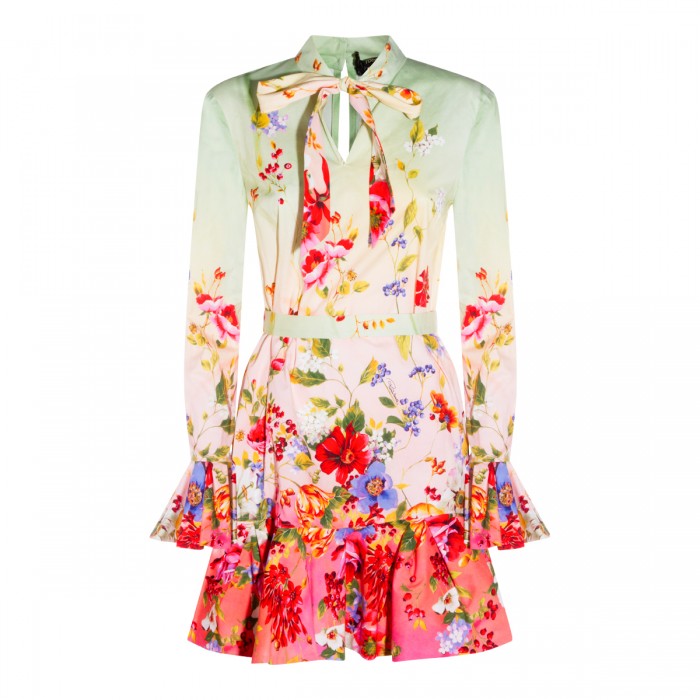 GREEN AND PINK COTTON DRESS