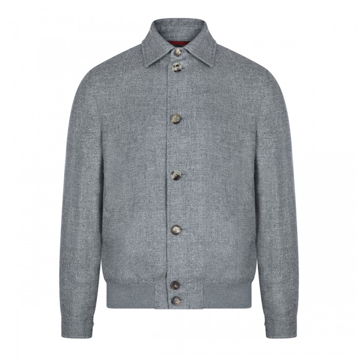 GREY SILK BLEND CASUAL JACKET