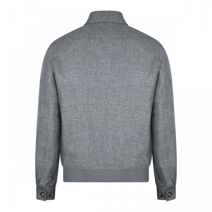 GREY SILK BLEND CASUAL JACKET 2
