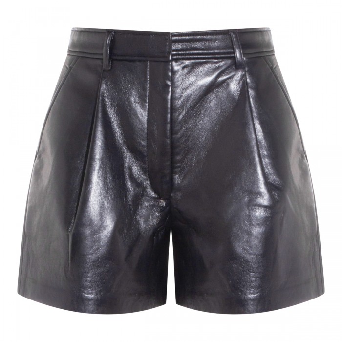 BLACK RECYCLED LEATHER SHORTS