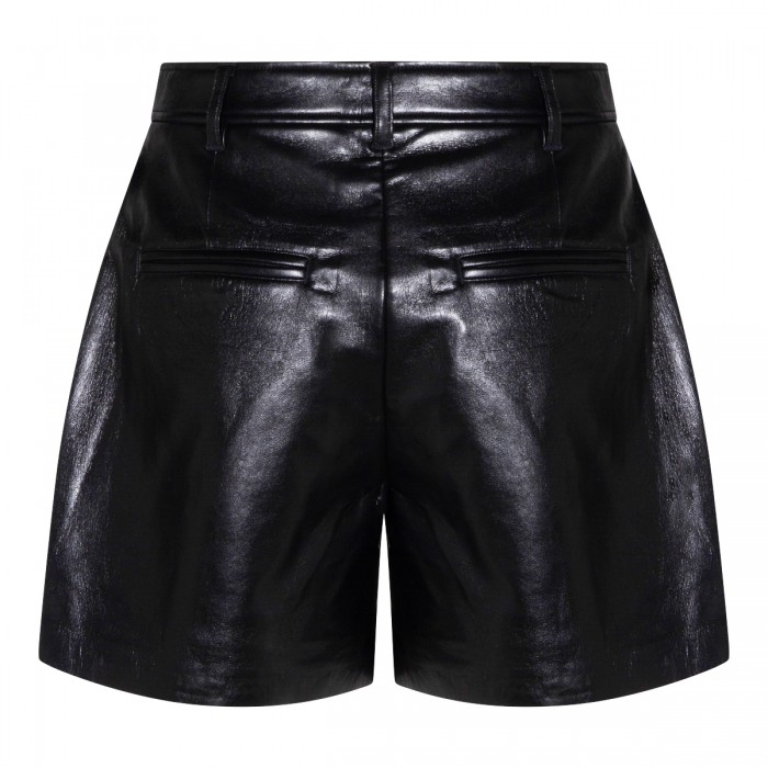 BLACK RECYCLED LEATHER SHORTS 2