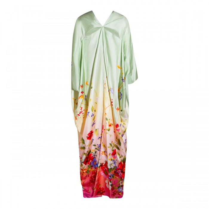 GREEN AND PINK SILK DRESS 2