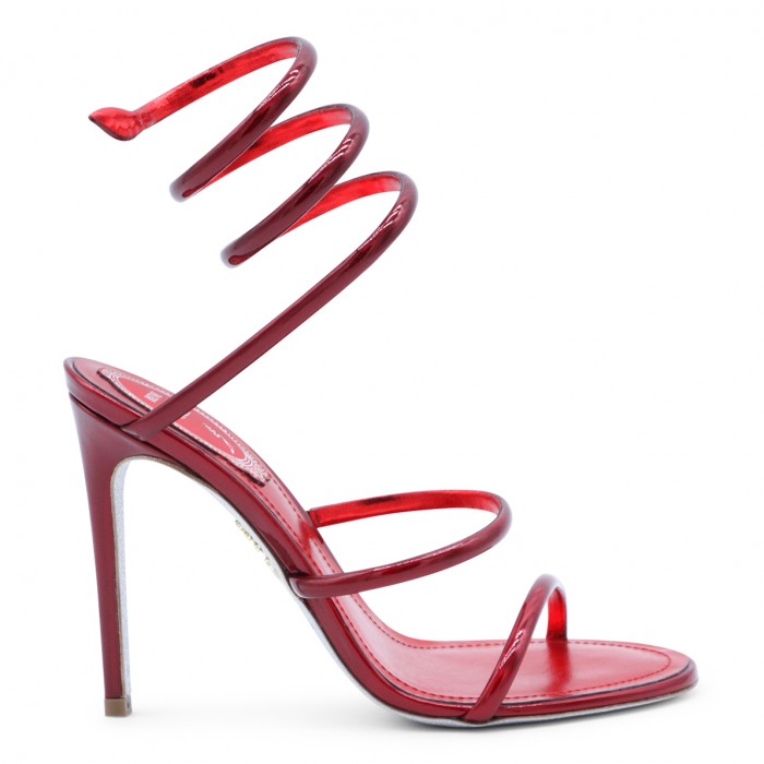 METALLIC RED LEATHER SANDALS