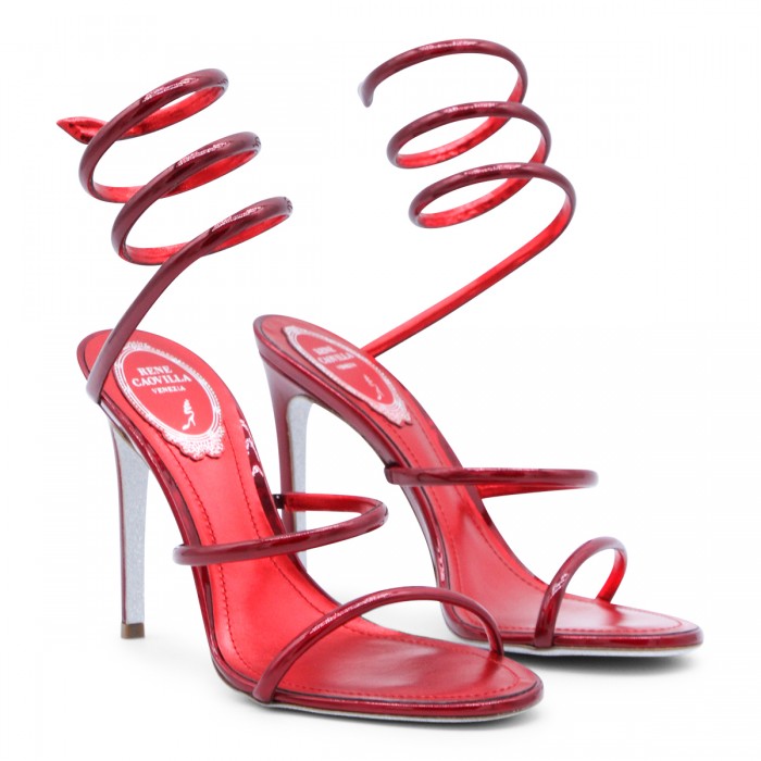 METALLIC RED LEATHER SANDALS 2