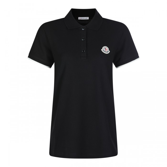 BLACK COTTON POLO SHIRT