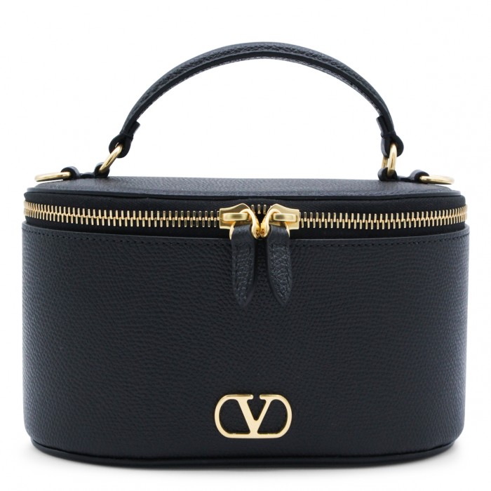BLACK LEATHER MINI VANITY BAG