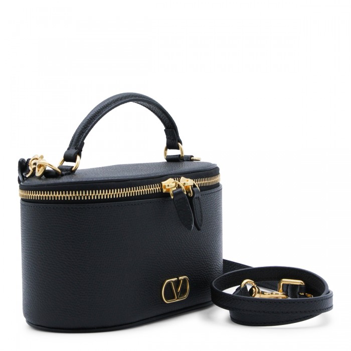 BLACK LEATHER MINI VANITY BAG 2