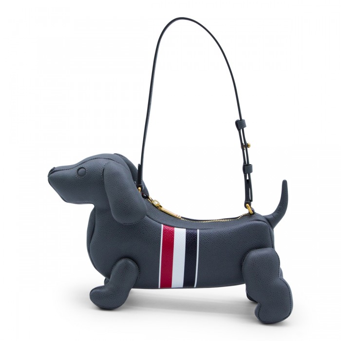 DARK GREY LEATHER SHOULDER BAG