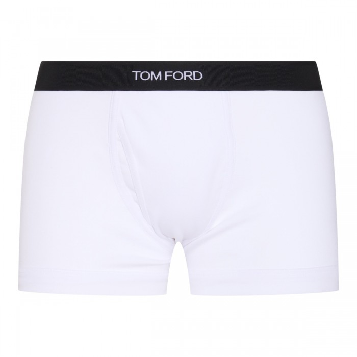 WHITE COTTON BLEND BOXER