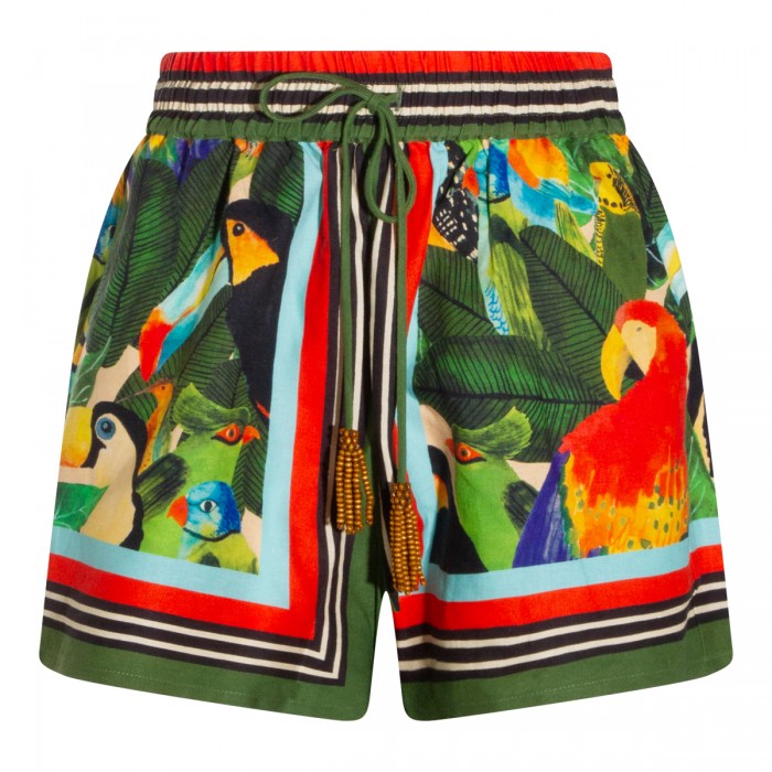 GREEN LINEN SHORTS