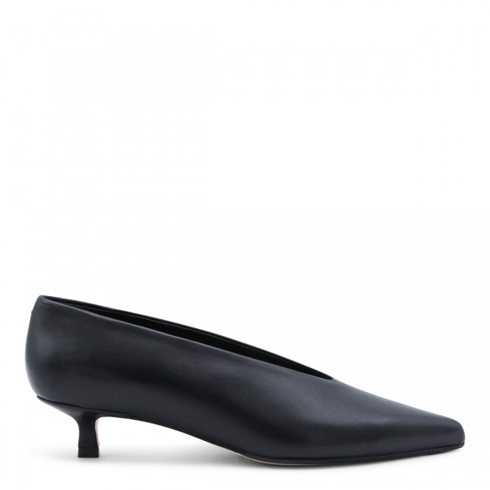 BLACK LEATHER CLARA PUMPS