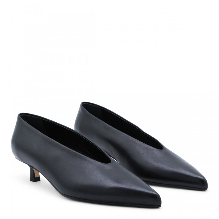 BLACK LEATHER CLARA PUMPS 2