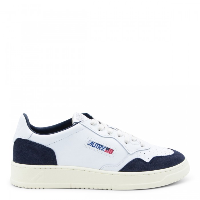 WHITE AND BLUE LEATHER...