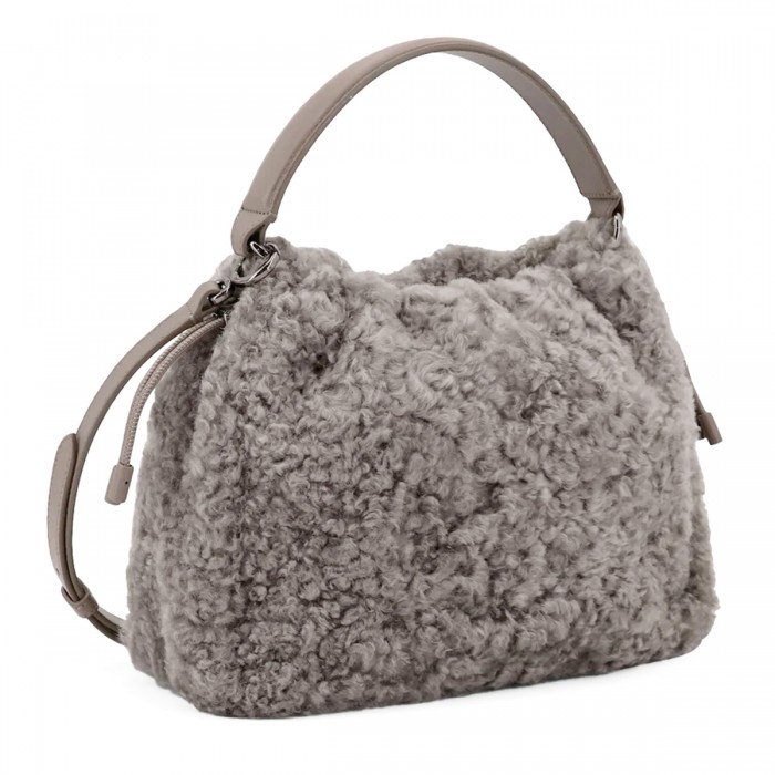 GREY FUR TOP HANDLE BAG 2
