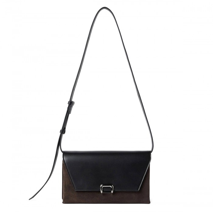 BLACK LEATHER CROSSBODY BAG