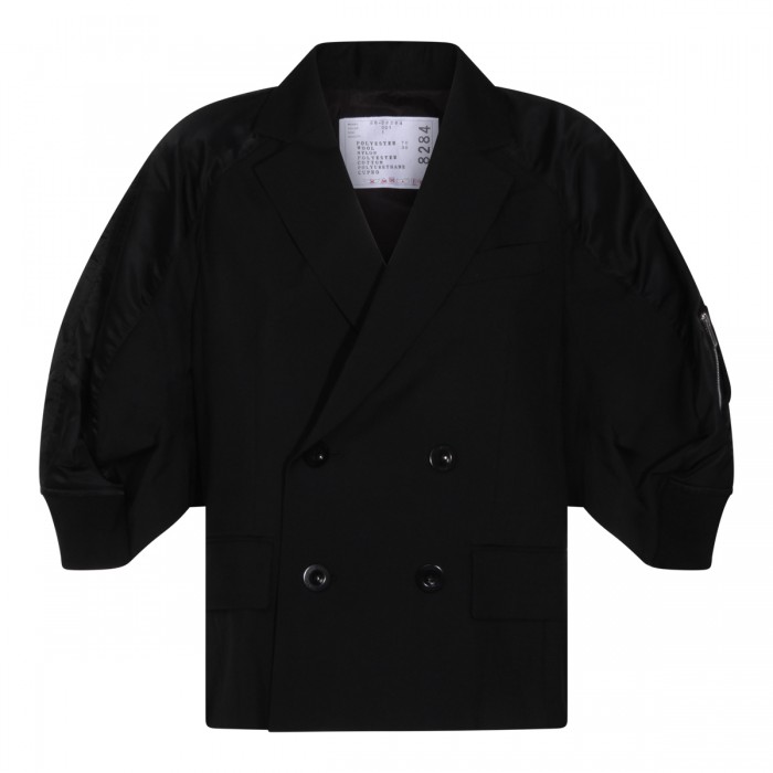 BLACK WOOL BLEND BLAZER