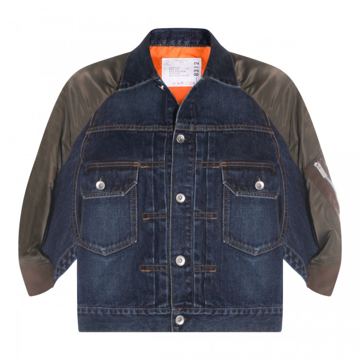 BLUE DENIM AND BROWN JACKET