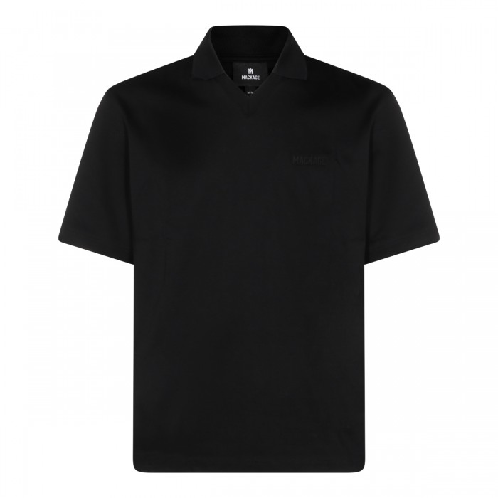 BLACK COTTON POLO SHIRT