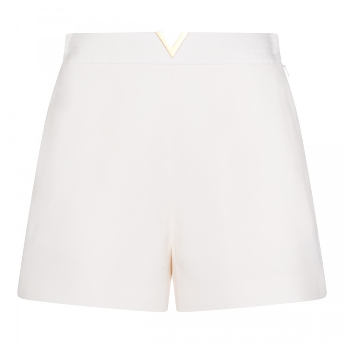 IVORY COTTON LOGO SHORTS
