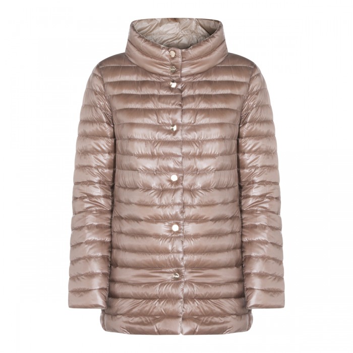BEIGE PUFFER MIDI DOWN JACKET