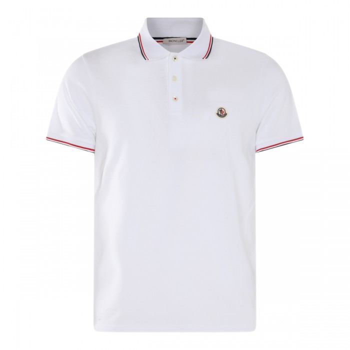 WHITE COTTON LOGO POLO SHIRT