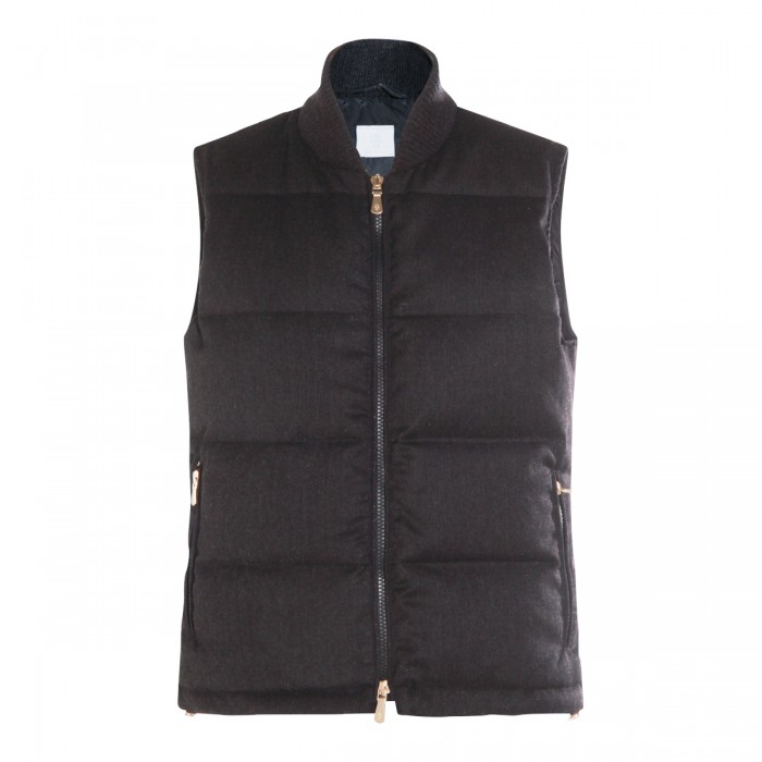 BLACK WOOL DOWN JACKET