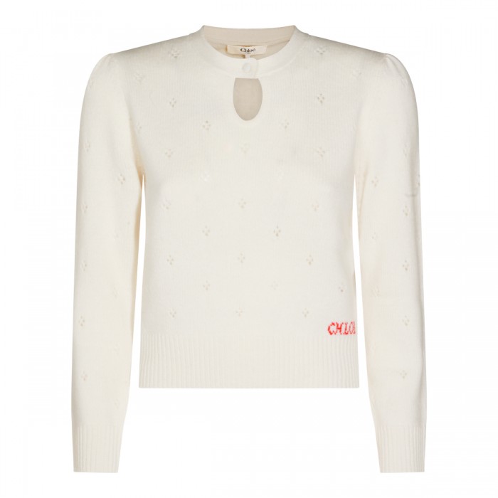WHITE WOOL KNITWEAR