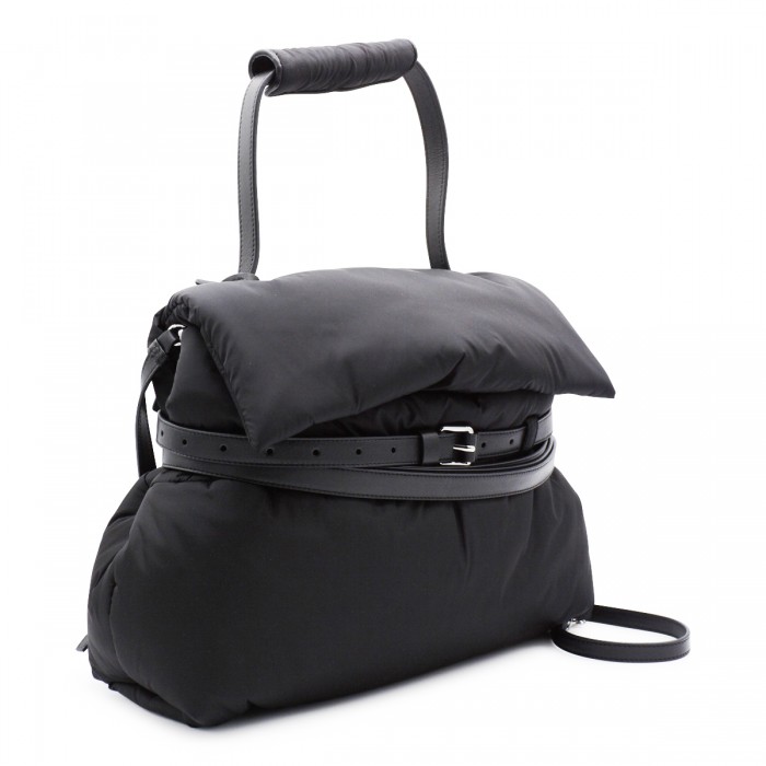 BLACK LEATHER TOP HANDLE BAG 2