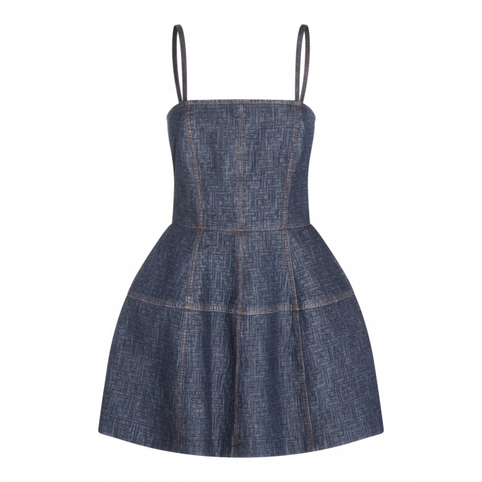 BLUE DENIM COTTON MINI DRESS