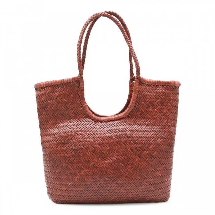 BROWN LEATHER DIAGONAL TOTES