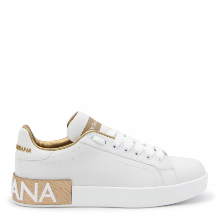 WHITE AND GOLD LEATHER...