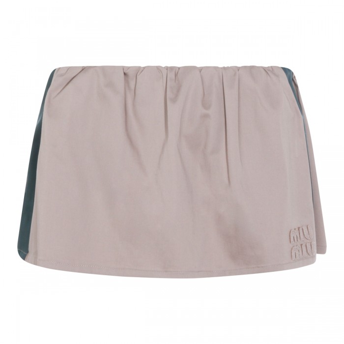 BEIGE COTTON MINI SKIRT