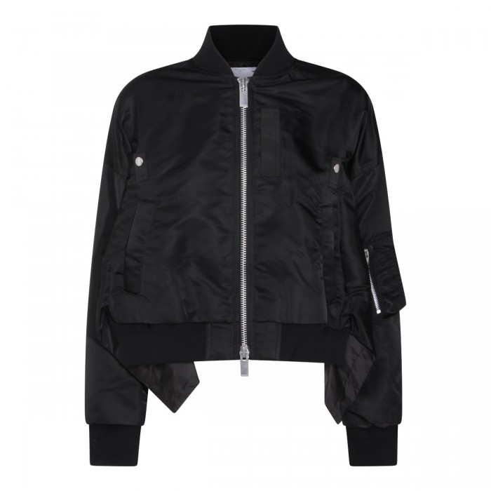 BLACK ZIPPED BOMBER JACKET