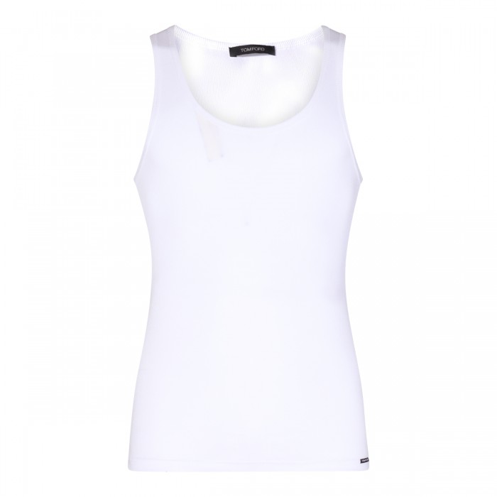 WHITE COTTON BLEND TANK TOP