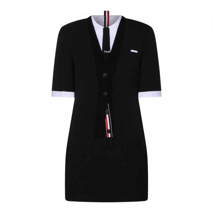 BLACK WOOL MINI DRESS