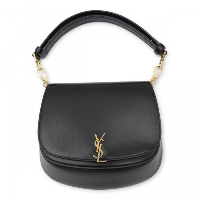 BLACK LEATHER VOLTAIRE TOP...