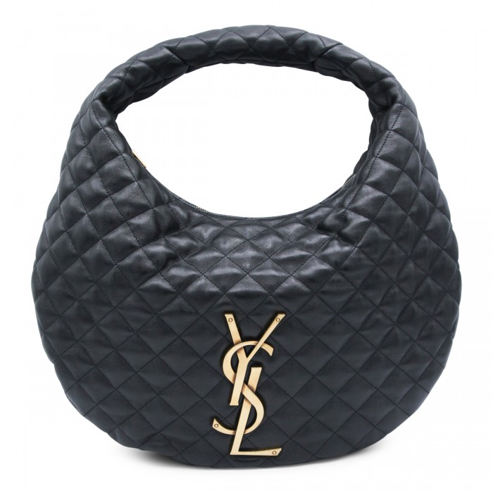 BLACK LEATHER ICARE HOBO...