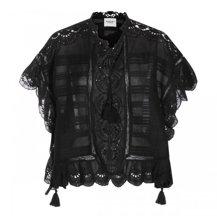 BLACK COTTON LACE TOP