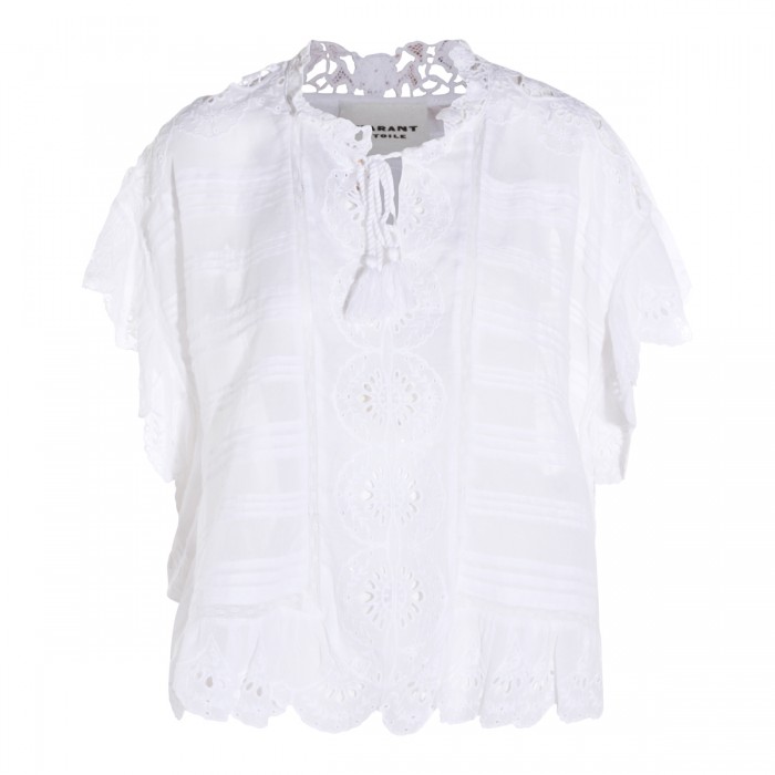 WHITE COTTON LACE TOP