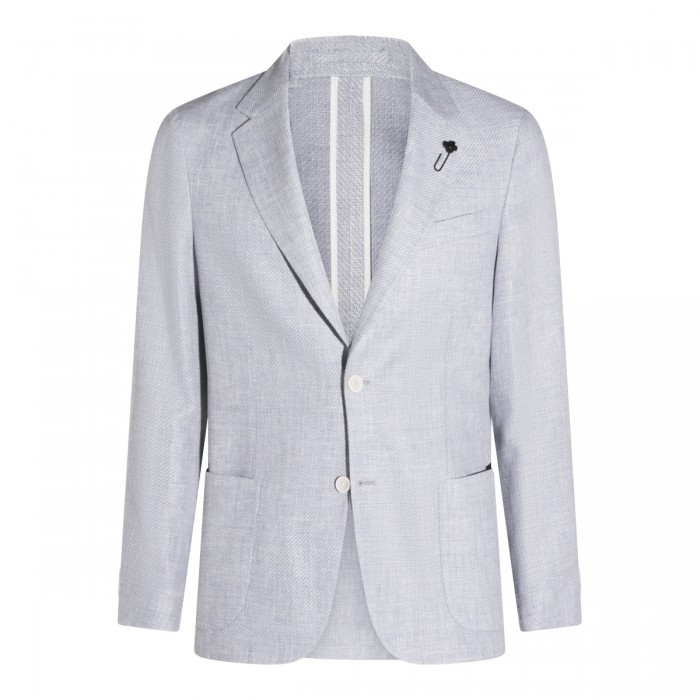 LIGHT BLUE WOOL AND LINEN...