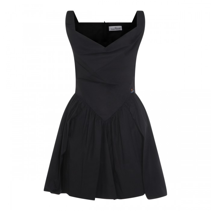 BLACK COTTON MINI DRESS