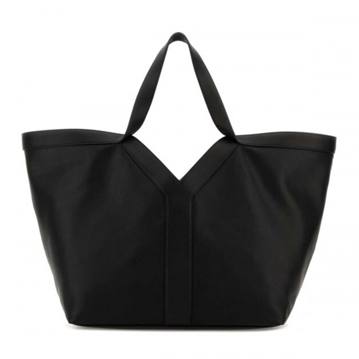 BLACK LEATHER TOTE BAG 2