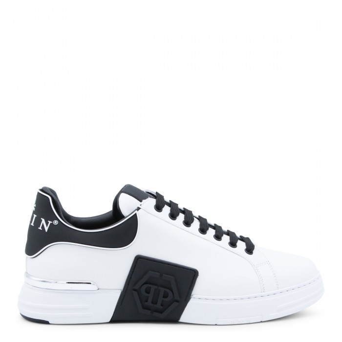 WHITE AND BLACK LEATHER...