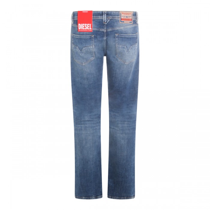 MID BLUE COTTON DENIM JEANS 2