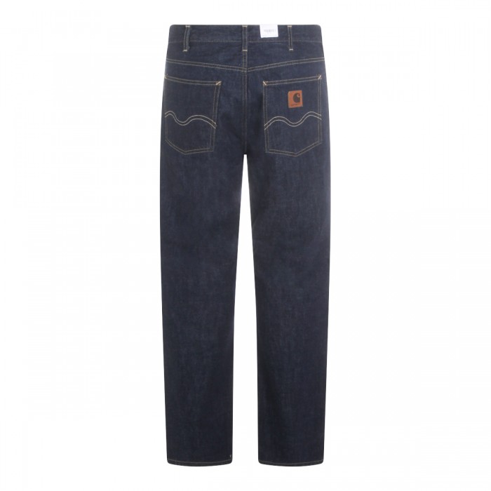 BLUE RINSED COTTON DENIM JEANS 2
