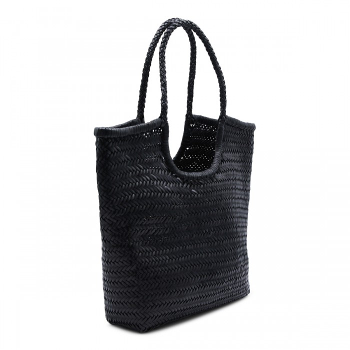 BLACK LEATHER DIAGONAL TOTES 2
